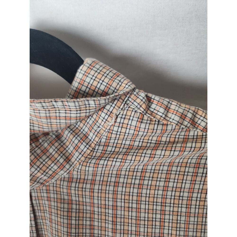 Cherokee Men's XL Orange Plaid Button Up Short Sleeve Shirt Retro Country Cotton - Picture 7 of 13